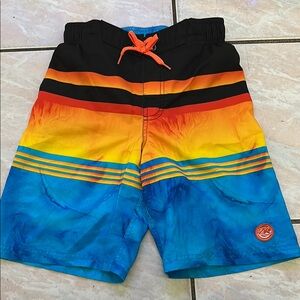 Kids' Colorblock Sunset Swim Trunks - Blue/Yellow/Orange